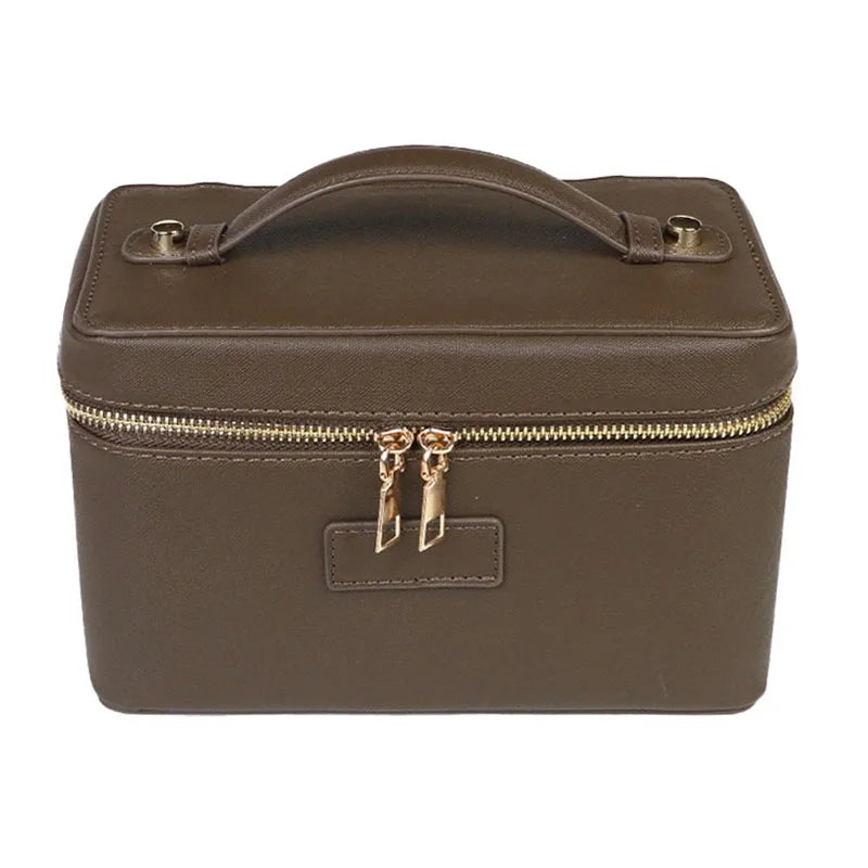 Custom Name Ladies Saffiano Split Leather Travel Toiletry Case Bag Portable Hanging Makeup Organizer Box Cosmetic Bag For Women