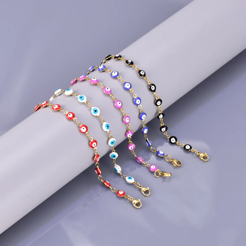 S33 European, American and Turkish Evil Eye color-blocked stainless Steel Bracelet Round Eye EVIL Eye