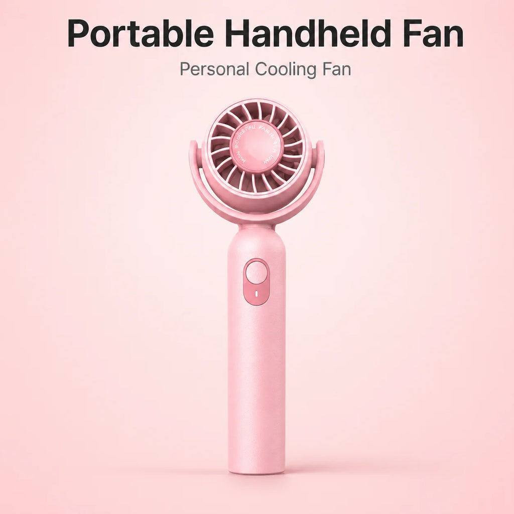 Portable Handheld Fan, Foldable Turbo Mini Fan with Strong Wind, Ultra Quiet Personal Cooling for Travel Office Outdoor, Cherry Blossom Pink
