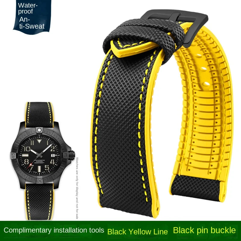 For Longines Seiko water ghost Hamilton series nylon rubber Bottom watch strap 20mm 22mm 23 Strap Men soft Waterproof Wrist Band