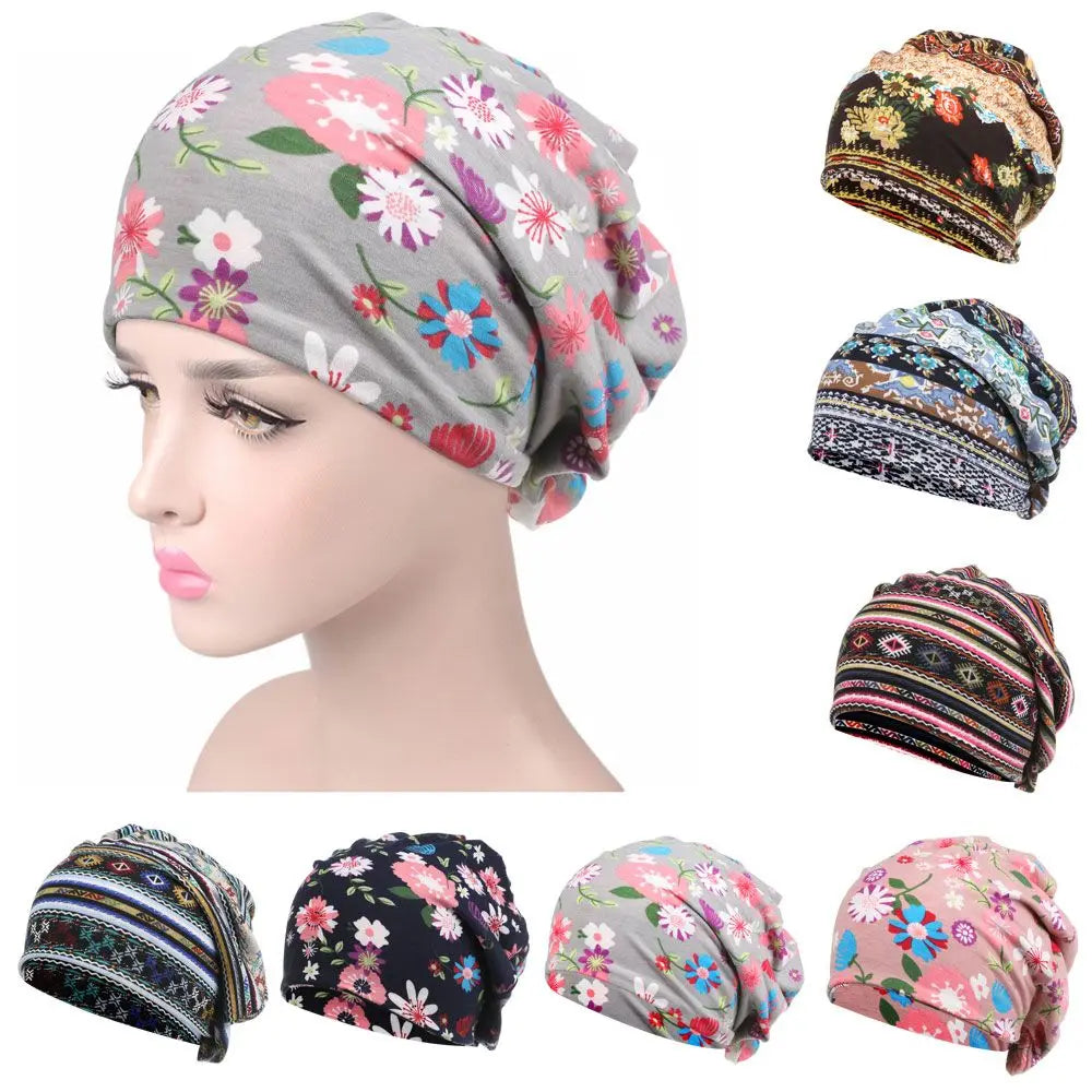 Cotton Soft Beanies Sleep Caps Winter Warm Chemo Hat Women Turban Hat Head Wrap Muslim Hijabs