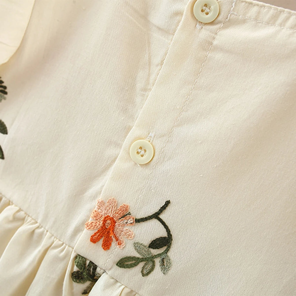Baby Girl Dresses Summer Floral Embroidery Bubble Sleeve Girls Dresses Cute Girls Princess Dresses Baby Clothes Girl