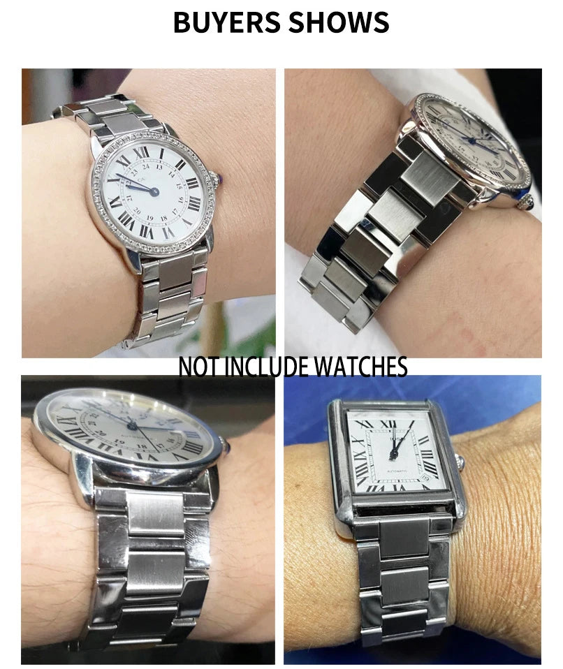 For Cartier Tank Solo Series Watchband Luxurious Stainless Steel Bracelet High Quality silver Strap 16mm 17.5mm 20mm 22mm 23mm