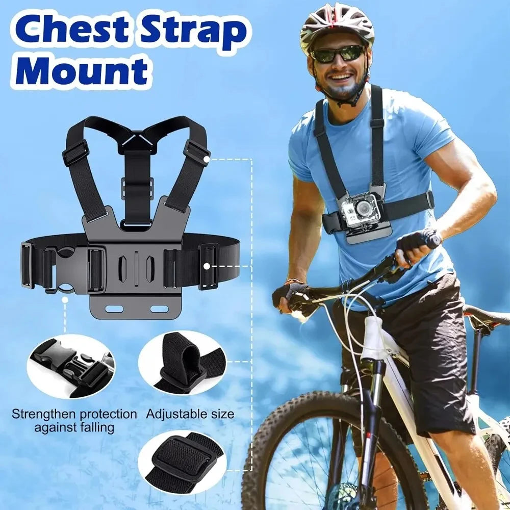 Accessories Kit Head & Chest Strap Mount Adjustable Phone for GoPro Insta360 DJI OSMO Nano SJCAM AKASO Action Camera Smartphones