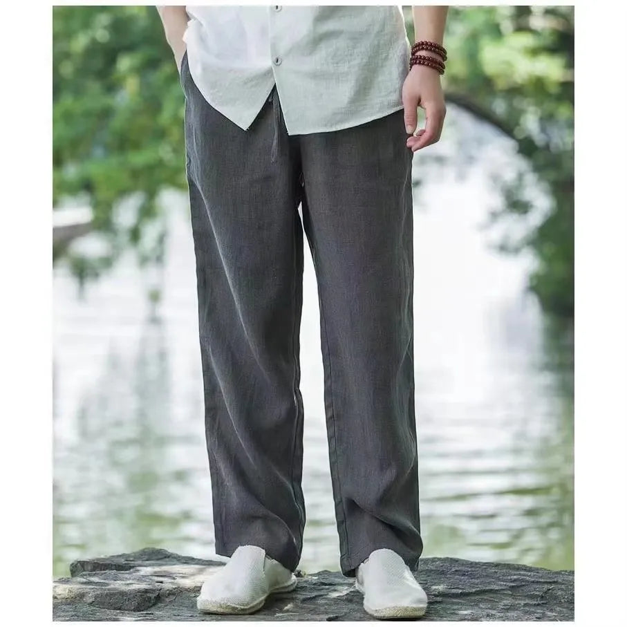 New Men's Beach Pants Joggers Fashion Cotton Linen Sweatpants Casual Pants Hawaiian Vacation Loose Spring/Summer Long M-4XL