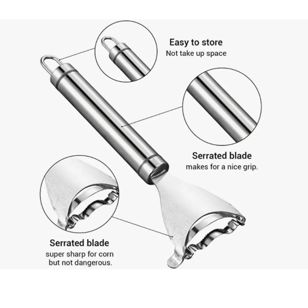 1Pc Stainless Steel Corn Peeler Ergonomic Handle Corn Kernel Remover Magic Corn Stripper Thresher Kitchen Corn Stripping Tool