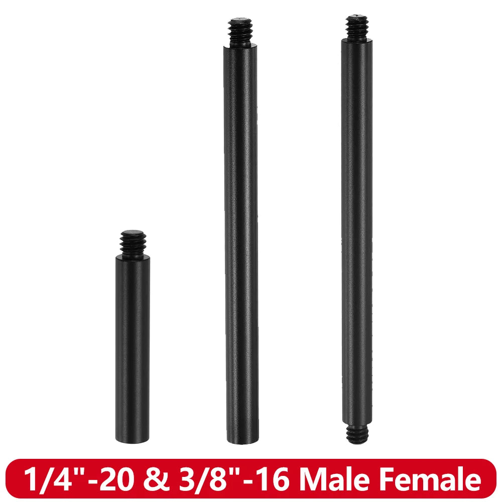 Aluminum Alloy Extension Rod 1/4"-20 & 3/8"-16 Male Female Threads Multi-Size Support Pole for Camera Lighting Equipment Mount