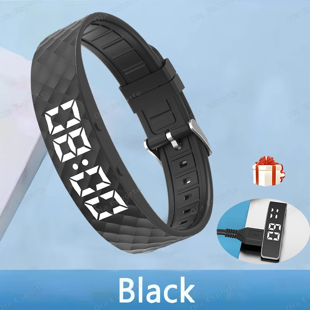Vibrating Alarm Clock Watch Heavy Sleepers Silent Wake-Up Smart Bracelet Men Women Adjustable Wearable Vibration Wrist Band HW12