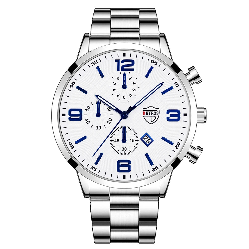 reloj hombre Luxury Business Men Watchs Stainless Steel Quartz WristWatch Male Leather Calendar Luminous Clock relogio masculino