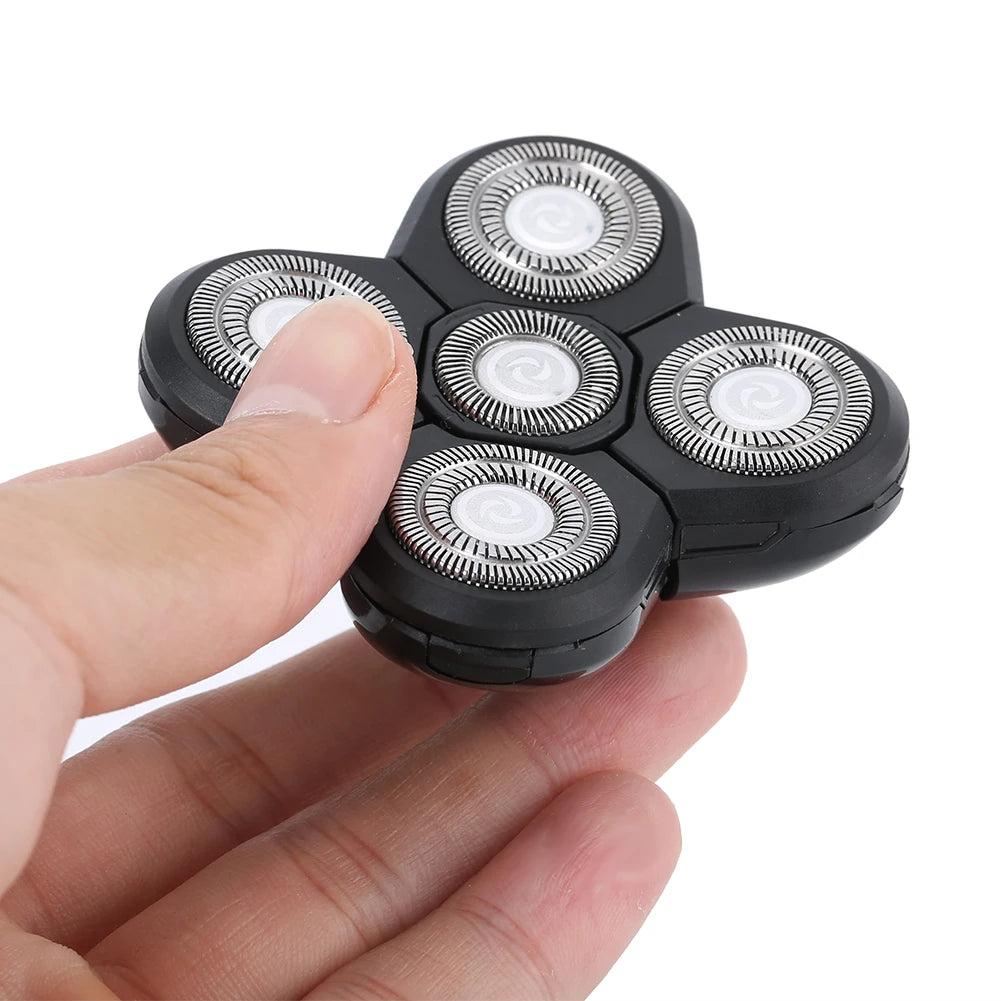 Electric Beard Shaver 5 Blade Rotating Head Waterproof Accessory Replacement Electric Shaver Replacement Waterproof Shaver Blade