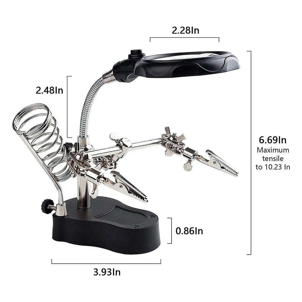 Multi-function soldering iron station Portable auxiliary clamp soldering iron with LED Magnifying glass Soldering repair tools