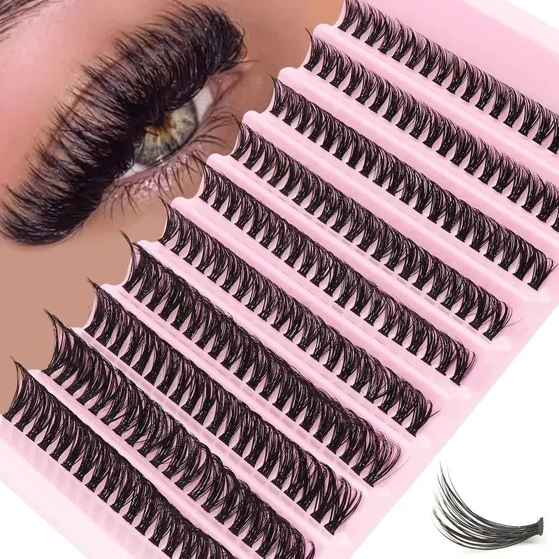 Eyelash Cluster 200 PCs DIY Individual Eyelashes Natural Look Wispy Eyelashes 9-16MM 40D Curly Hair Individual Cluster Eyelashes