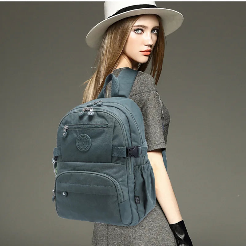 A4 Large Capacity Nylon Men Women Laptop Backpack Lightweight Waterproof Schoolbag Travel Bag Green Blue Red Pink Black M2303