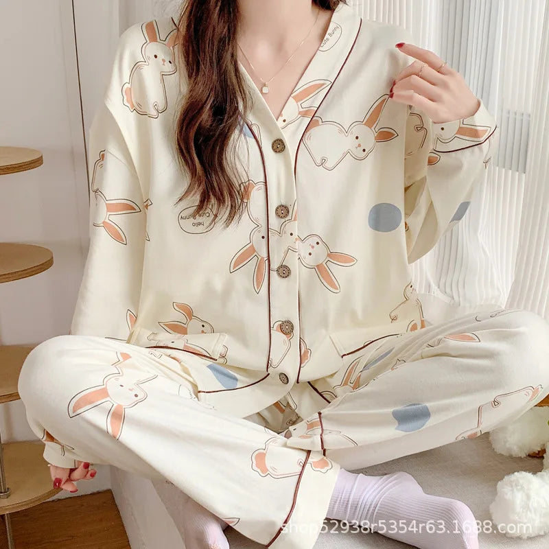 Maternity Pajamas Homewear Suit Nursing Pajamas Moon Clothes Spring and Autumn Cotton Monthly Clothing Summer Nursing Clothes
