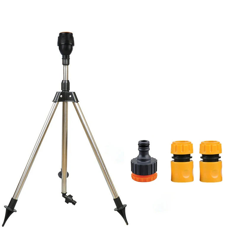 360-Degree Garden Automatic Rotating Sprinkler Stainless Steel Tripod Set Irrigation Stand Water Jet Garden Lawn Sprinkler Tool