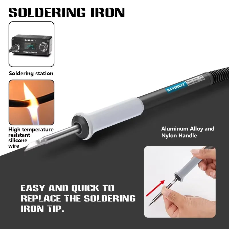 T12 Digital Soldering Station with LCD Temp Control - SMDPro Rework Tool Kit for Electronics Repair, No Power Supply Included
