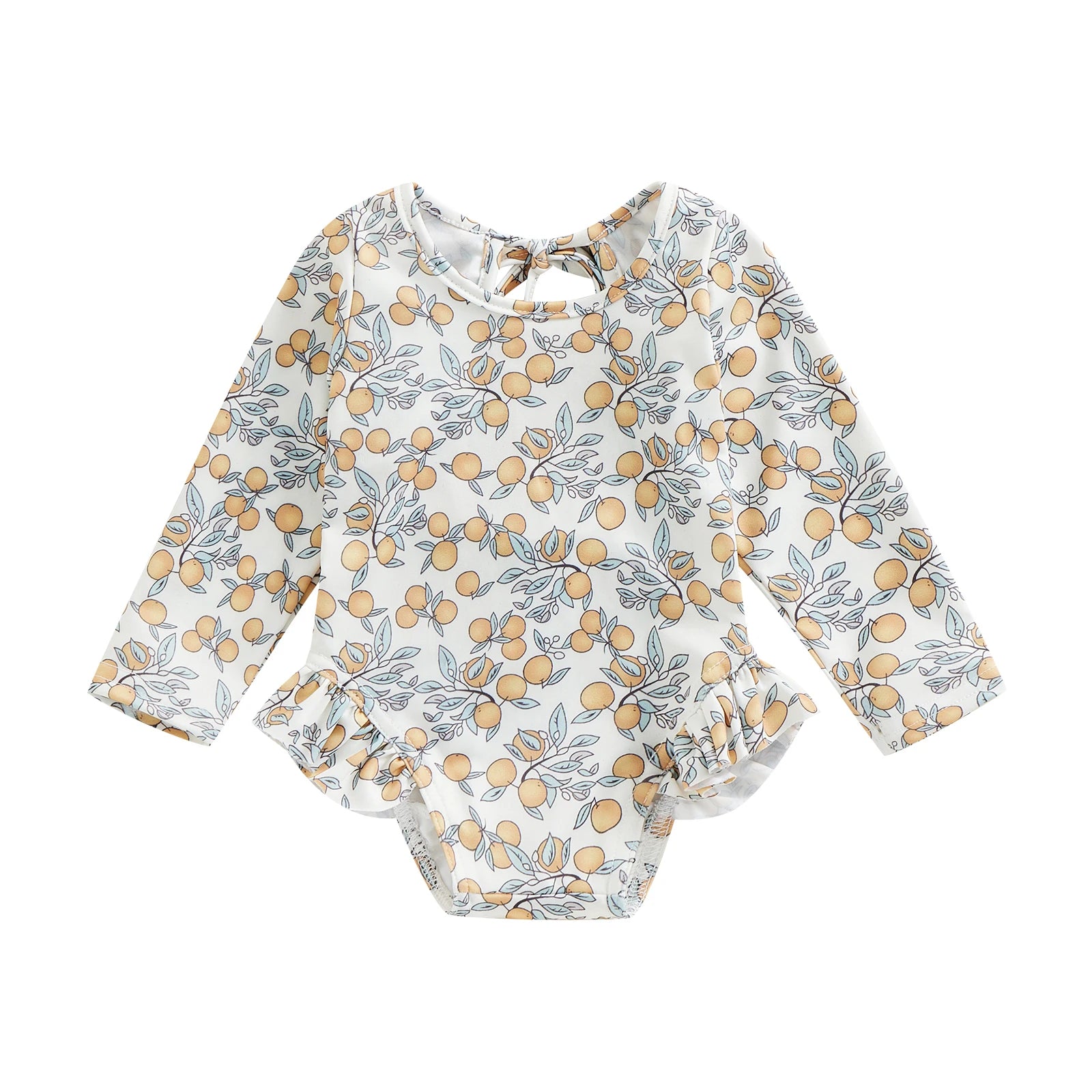 Tregren Kids Girl Summer Swimsuit Floral Print Long Sleeve Ruffle Jumpsuit Swimwear Bathers Bathing Suit Swimming Pool Beachwear