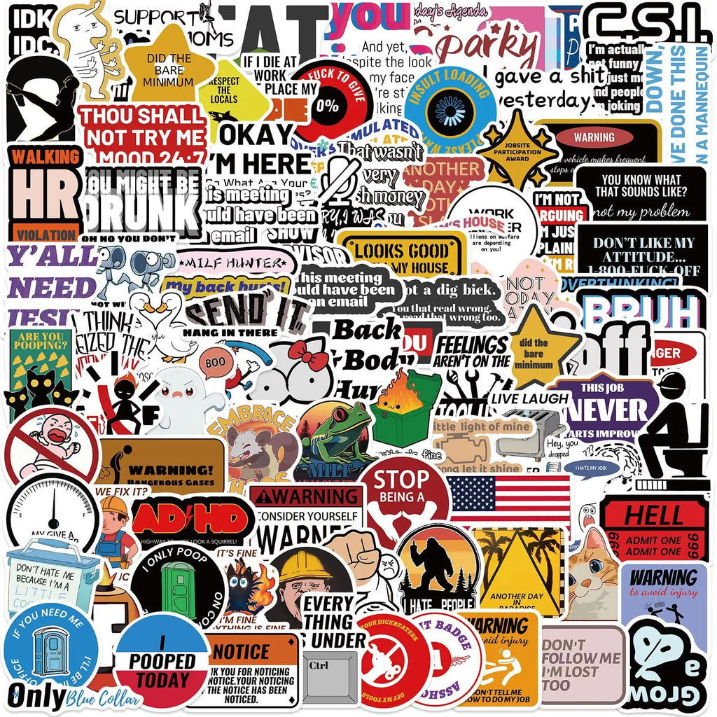 100Pcs Fun Prank Meme Stickers Decorate Guitar Notebook Luggage DIY Waterproof Stationary Stickers
