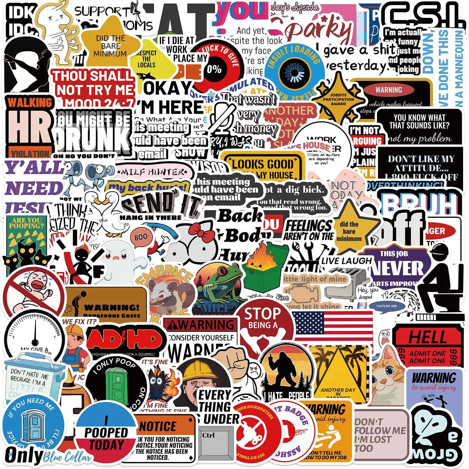 100Pcs Fun Prank Meme Stickers Decorate Guitar Notebook Luggage DIY Waterproof Stationary Stickers
