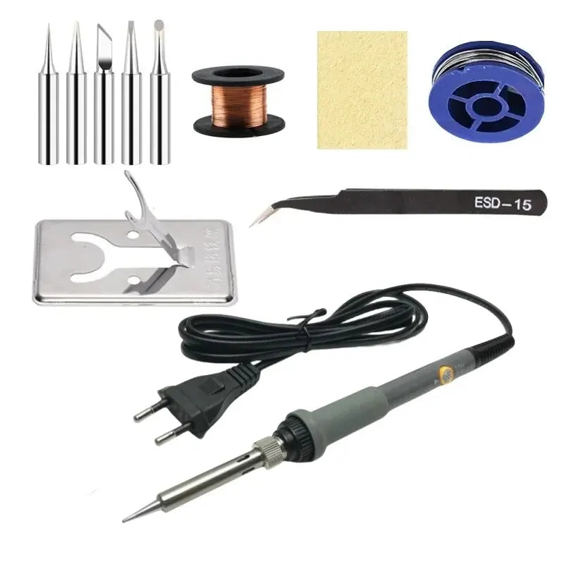 7-piece Set Of Adjustable Temperature Electric Soldering Iron 220V 60W Electric Soldering Iron Set Welding Solder Repair Tool