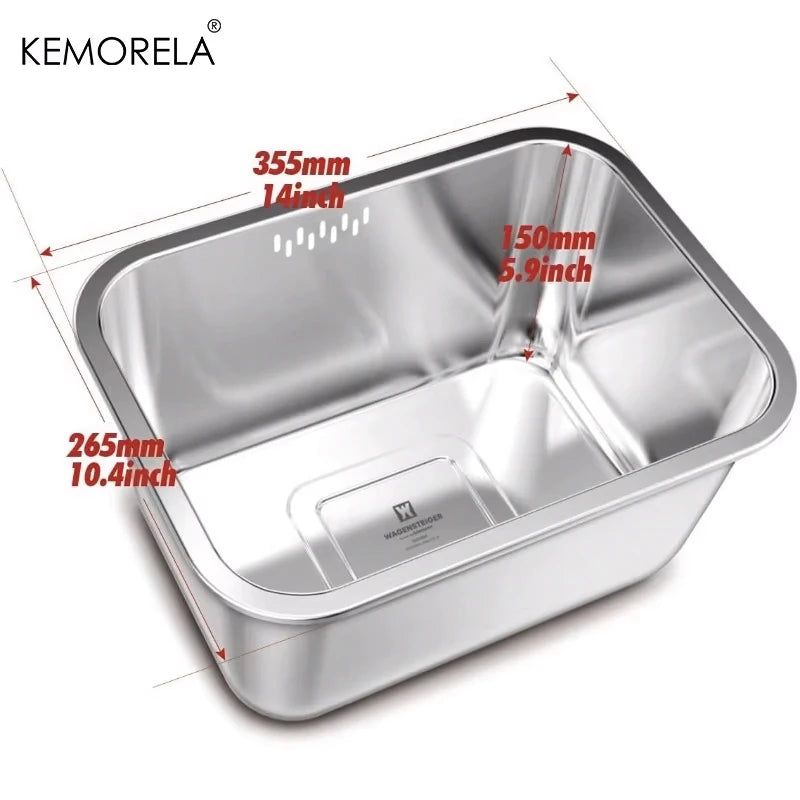 Portable Washing-up Bowl 10L Large Stainless Steel Dishpan, Multipurpose Kitchen Sink Bowl Dish Tub Vegetable Washing Basin