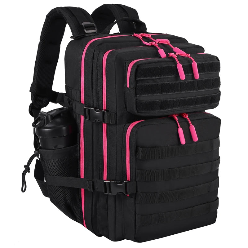 LHI 45L Tactical Backpack for Men and Women Large Athlete Gym Bag Outdoor Sports Hiking Survival Rucksack with Bottle Holder