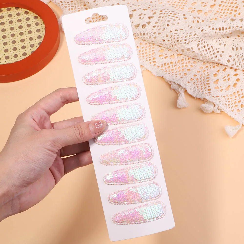 10Pcs/Set Gradient Sequins Metal BB Clips Hair Clips for Kids Handmade Solid Color Hairpins Barrettes Girl Hair Accessories Sets