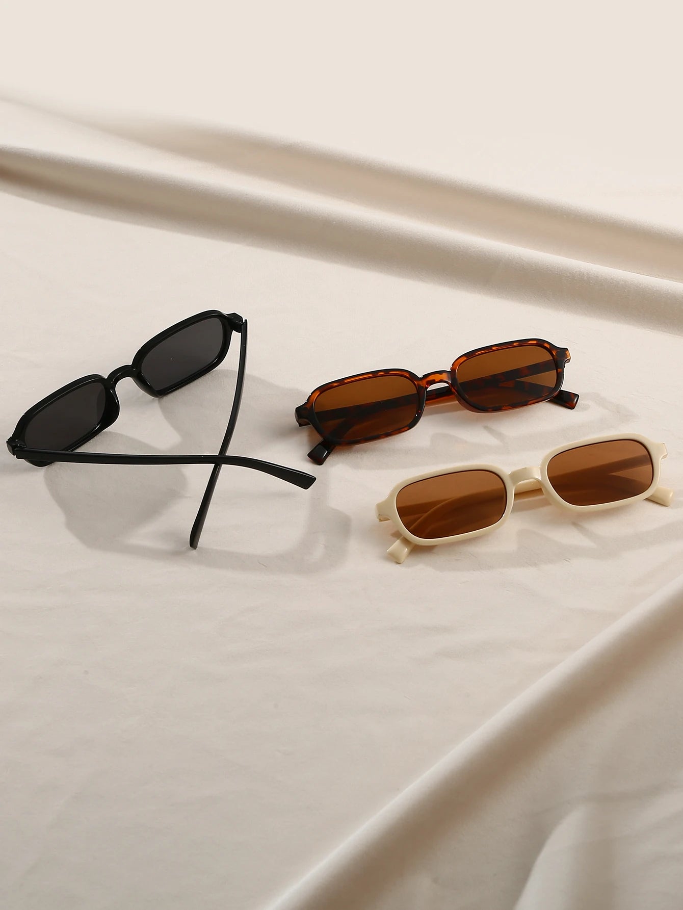 3pcs women's oval frame black tortoiseshell color matching combination suit personality trendy fashion glasses