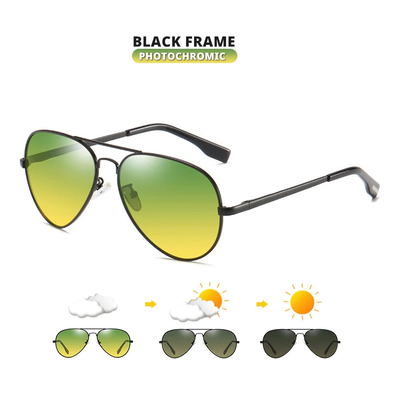 Top Brand Pilot Photochromic  Sunglasses Men Polarized Day Night Driving Glasses Women Chameleon Goggles Unisex sonnenbrille