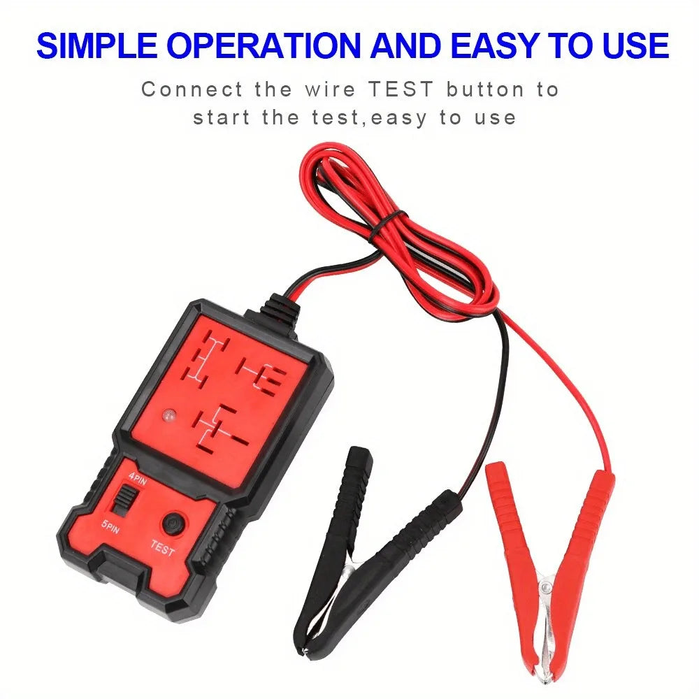 Portable 12V Automotive Relay Tester - Easily Diagnose and Test Relays with Battery Clips, Fast and Accurate Results, for Car, T
