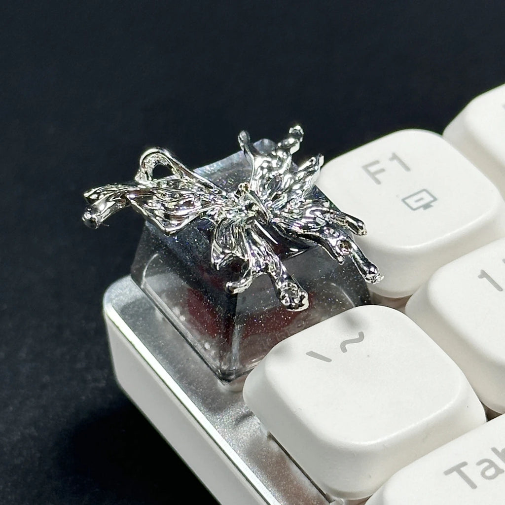Custom Handmade Metal Keycaps Black Butterfly Girl Design OEM ESC Keys for Mechanical Gaming Keyboard Artisan Personality Gift