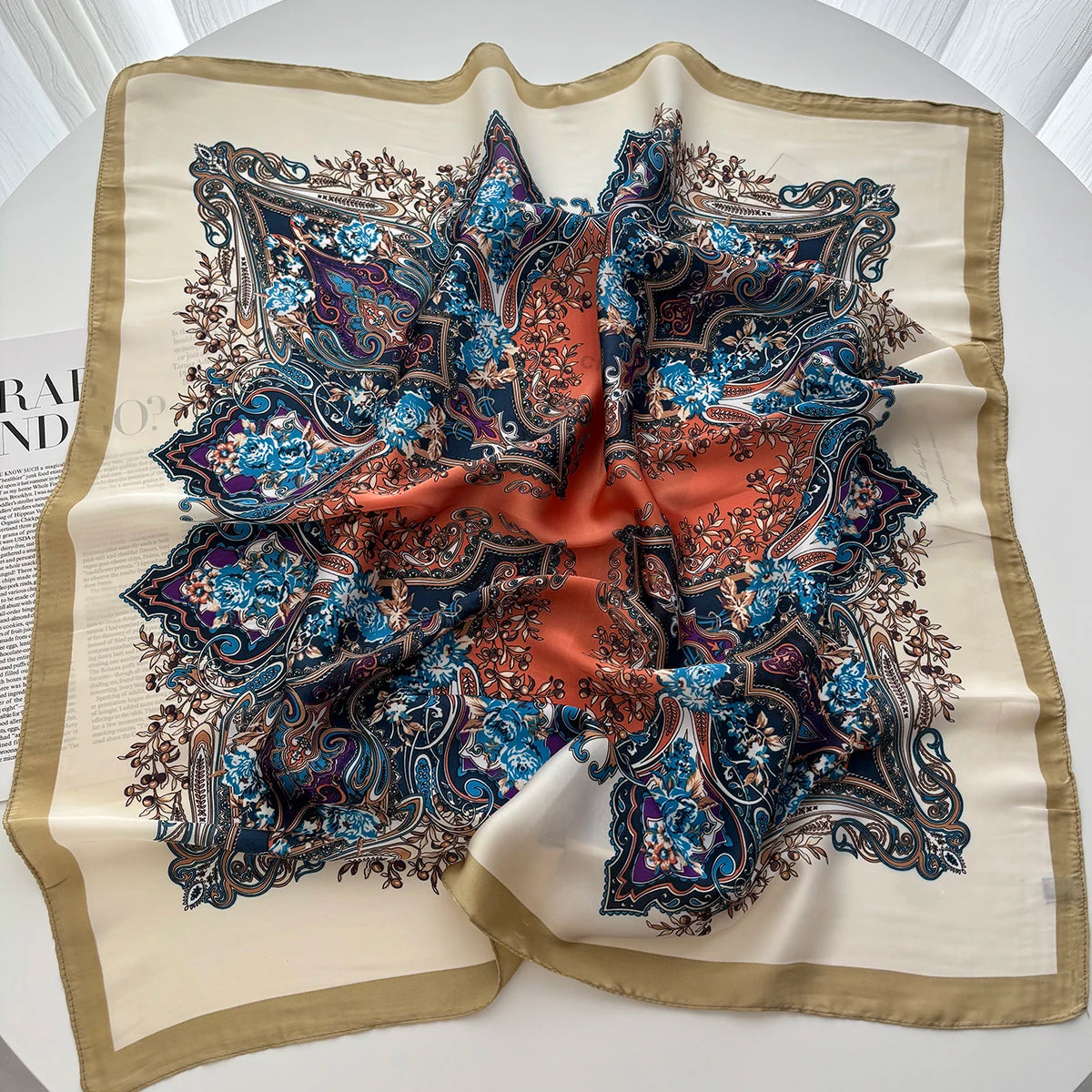 70*70cm Luxury Design Square Hair Scarf for Women Hijab Small Neck Tie Hand Wrist Kerchief Female Headband Foulard