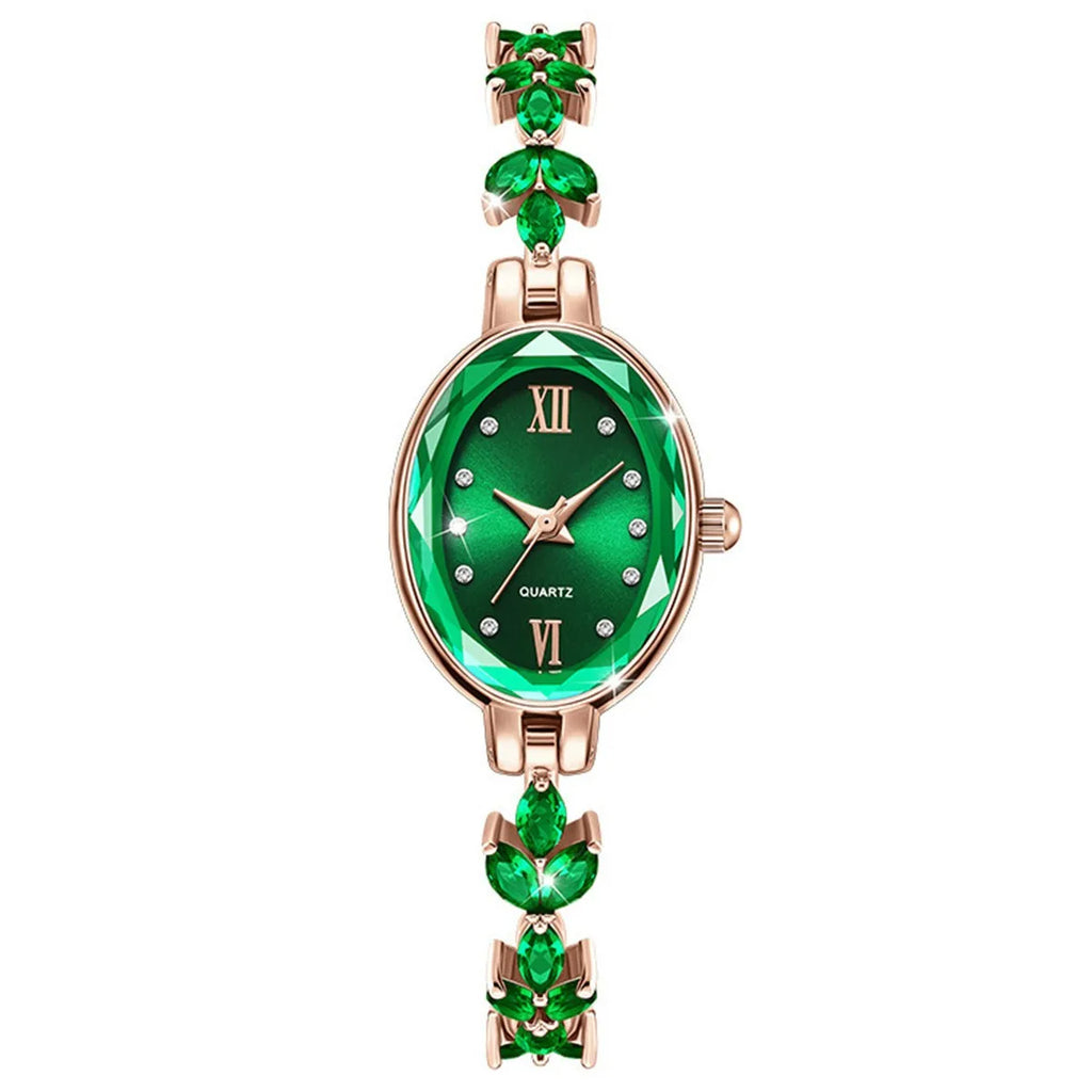 UTHAI V22 Women's Watches Light Luxury Diamond Inlaid Female Watch Waterproof Oval Ladies Fashion Quartz Bracelet Wristwatch
