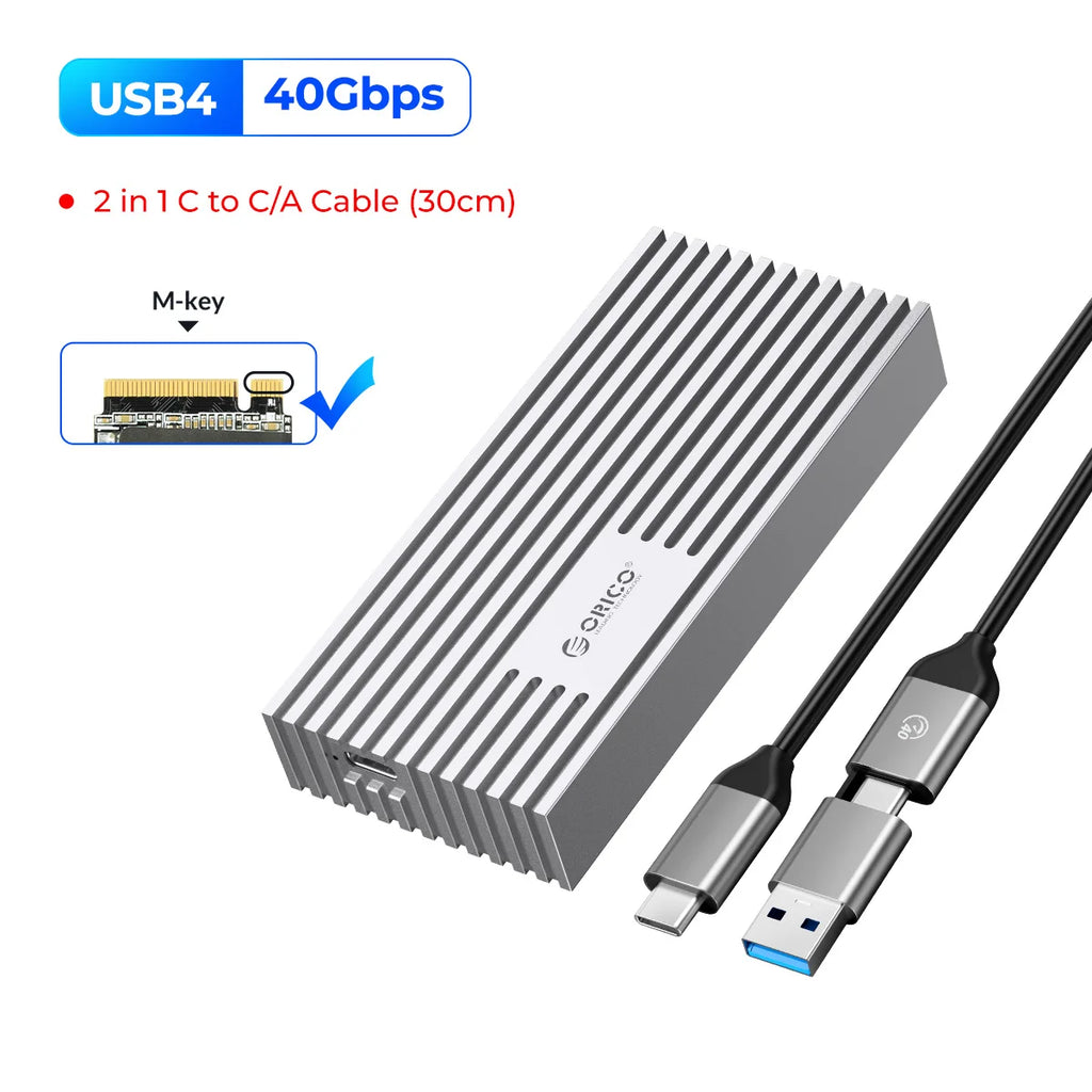 ORICO NVMe M.2 SSD Enclosure USB4 40Gbps PCIe3.0x4 20Gbps 10Gbps M.2 External Case Compatible with Thunderbolt 3/4 USB3.2/3.1