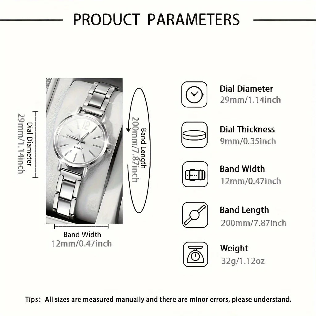 6pcs new luxury ladies' steel strap quartz watch+hot selling gorgeous diamond jewelry set