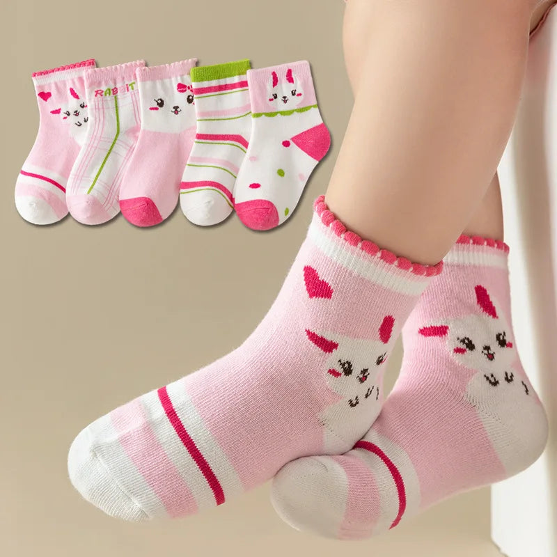 5Pairs Baby Socks Newborn Baby Boy Cute Short Sock 0-1-3-10Y Kids Cotton Toddler Cartoon Soft Children's Sports Socks for Girls