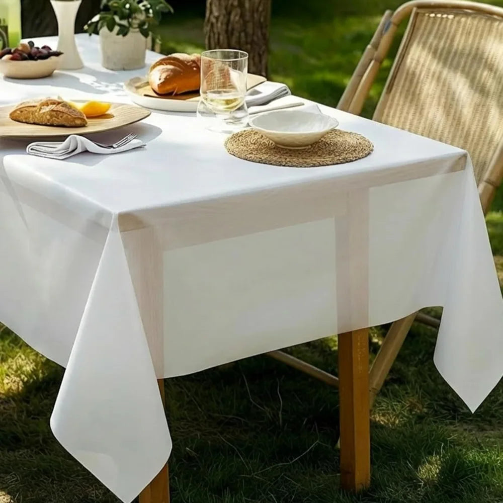 White Disposable Table Covers Cloth Tablecloth Easy Cleanup PE Plastic Rectangle Tablecloth for Party Wedding 10/5/2pcs
