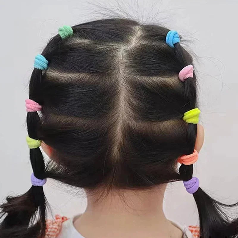100 Psc Hair Ties,Soft Hair Ties,Small Seamless Hair Bands for Girls,Multicolor Hair Elastics Ponytail Holders