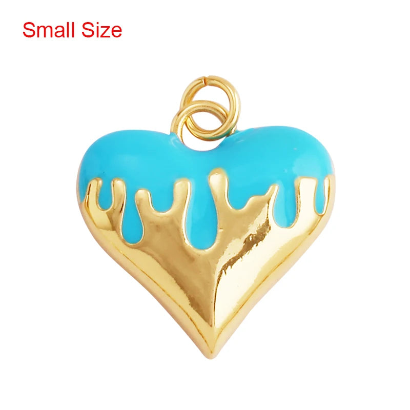 Enamel Flowing Heart Charm Pendant Valentine Gift,18K Real Gold Plated Colour,Necklace  Pendant for Handmade Jewelry Supply M92