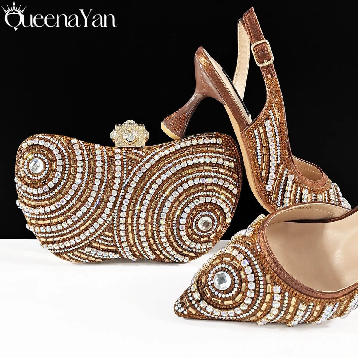 Queena Yan Nigerian Party Shoes Only shoes OR with bag set in Green  High Heel, Elegant Matching for Weddings & Special Occa
