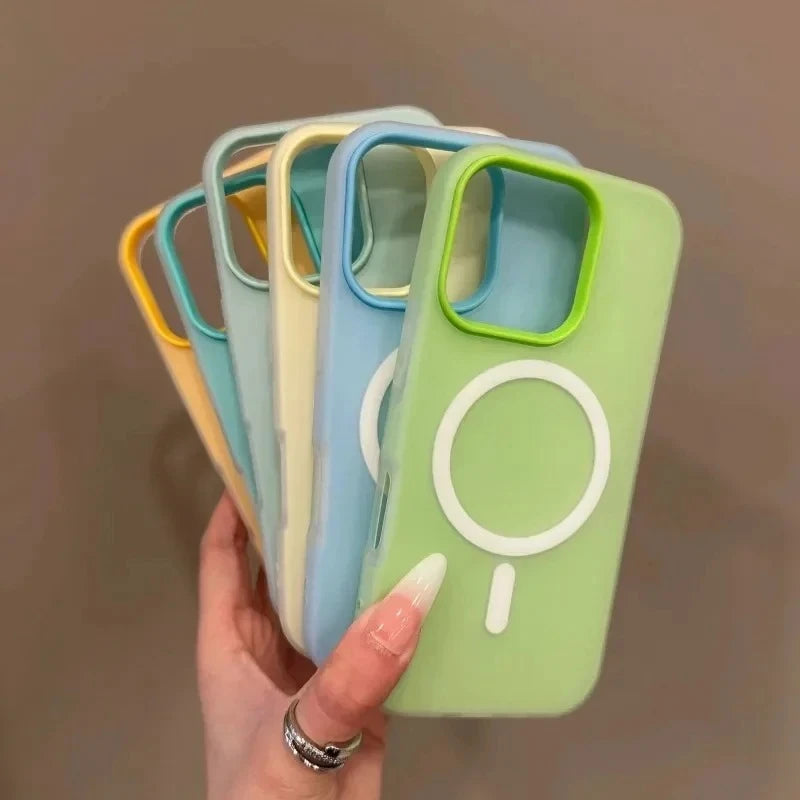 Luxury Candy Wireless Charge Matte Phone Case For iPhone 11 12 13 14 15 16 17 18 Pro Max Plus Air Magnetic Bumper Cover