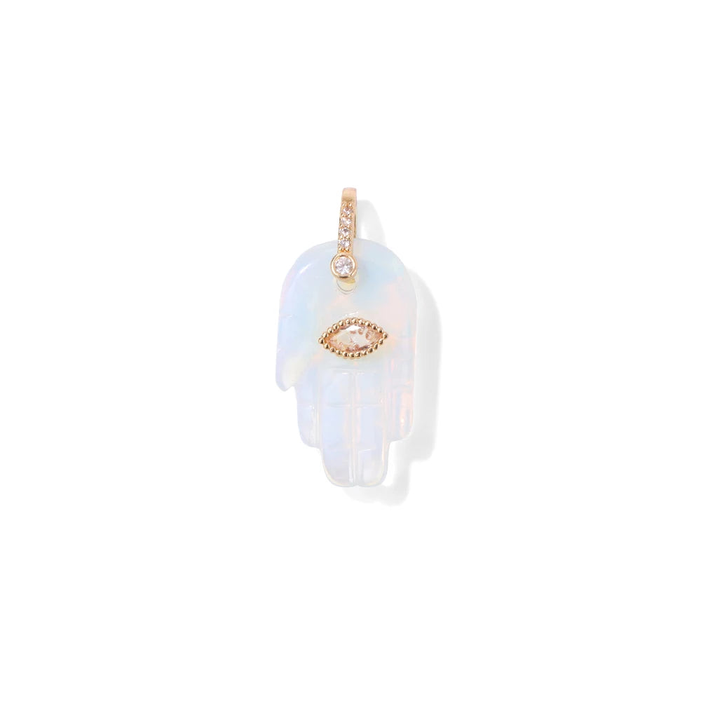 Fatima Hamsa Hand Evil Eye Pendant Lapis Lazuli Amethysts Rose Quart Natural Stone Charm For Making Necklace Bracelet Accessorie