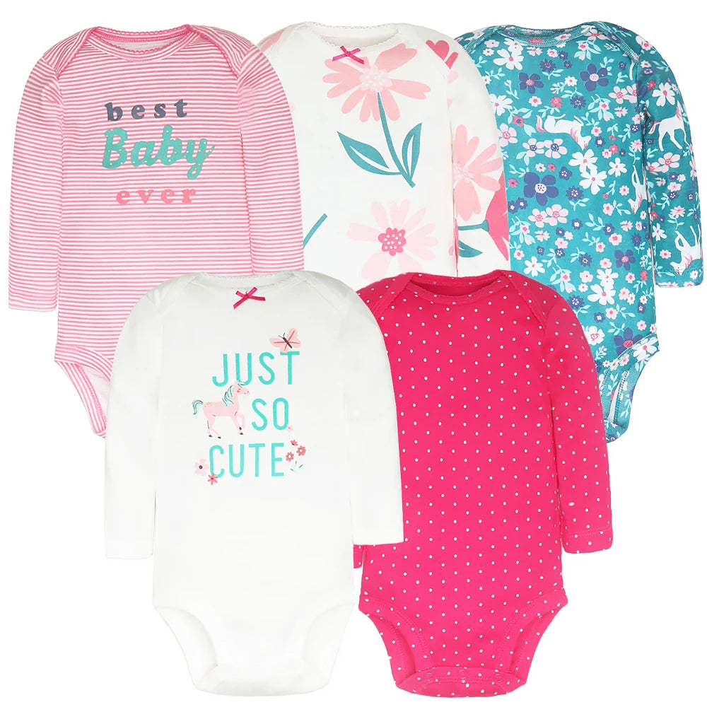 Spring Autumn Baby Bodysuits 3/4/5PCS Long Sleeve Baby Boy Girl Clothes 100% Cotton Newborn Body Infant 0-24Month Bebe Jumpsuit