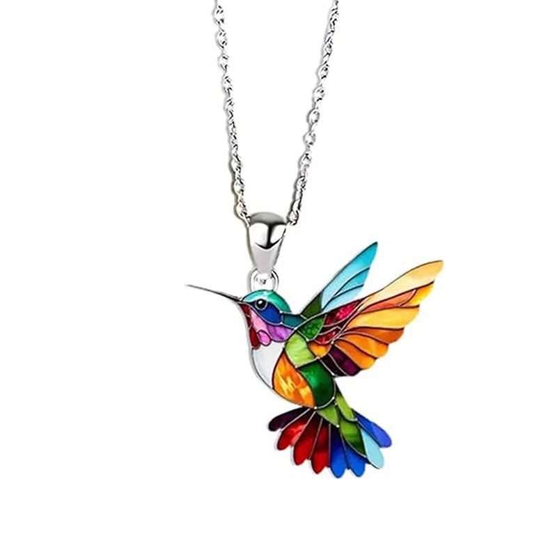1PC Acrylic Hummingbird 2D Bird Shape Necklace for Women Girls Neck Charms Spring Summer Jewelry Gifts Accessories