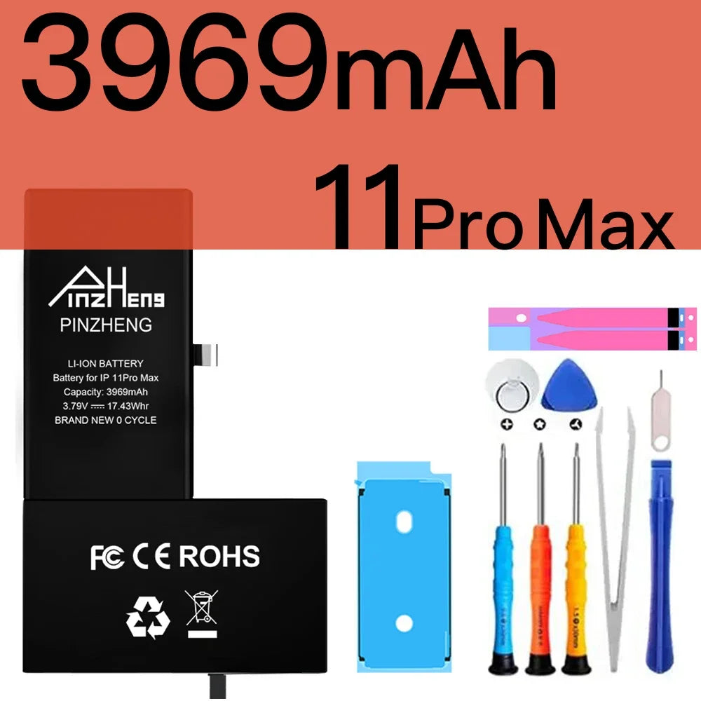 PINZHENG Real High Capacity Battery For iPhone X XR XS Max 12 13 Mini Pro Max 11 Pro Max Replacement Bateria Warranty One Year