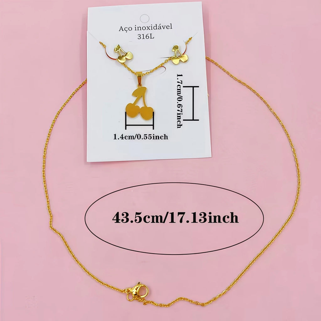 10Sets Fashion Flowers Heart Geometry Stainless Steel Earrings Necklace Set For Women Mix Style Trendy Jewelry Party Gifts