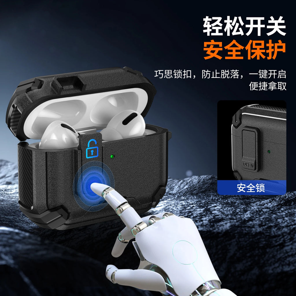 New Security Lock Case For AirPods Pro 3 Pro2 Pro 4 Cover TPU PC Phone Stand Design Protective Cases Fundas Earphone Accessories