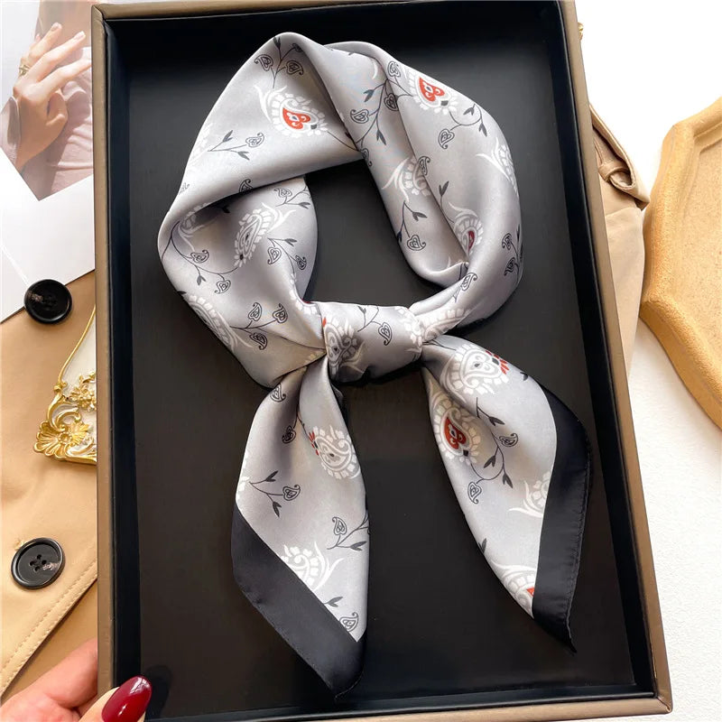 2025 New Yellow Lemon Print Square Silk Scarf for Women 70*70cm Neck Ties Fashion Decorate Neckerchief Female Hijab Bag Ribbions