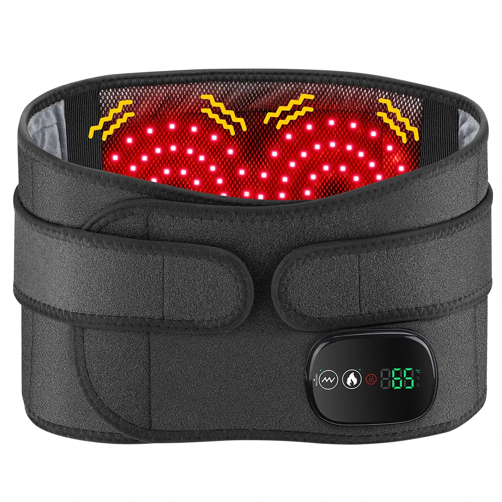 Electric Waist Massager Belt with Controller 5000mAh Vibration Red Light Warm Compress Heating Lumbar Support Belt for Women Men