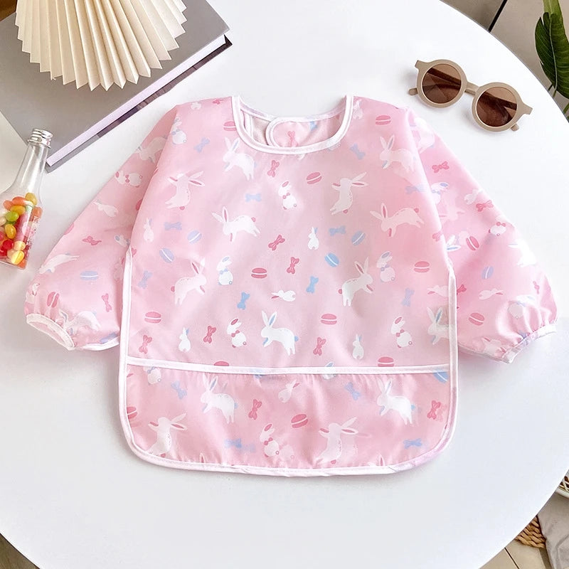 Waterproof Full Sleeve Baby Bibs Children Apron Long Sleeve Feeding Smock Kids Eating Breastplate Infant Scarf Clothing